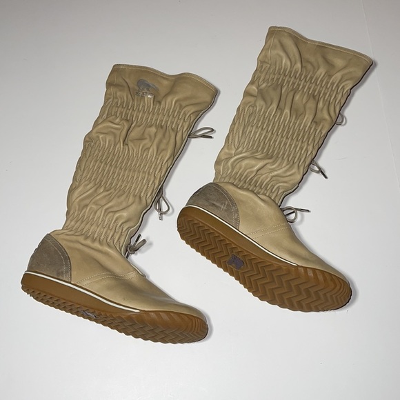 Sorel “Firenzy” Tall Ruched Tan Leather Boots - Women’s Size 5 - Picture 6 of 9